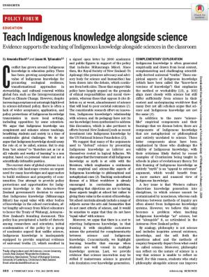 Teach Indigenous knowledge alongside Science 